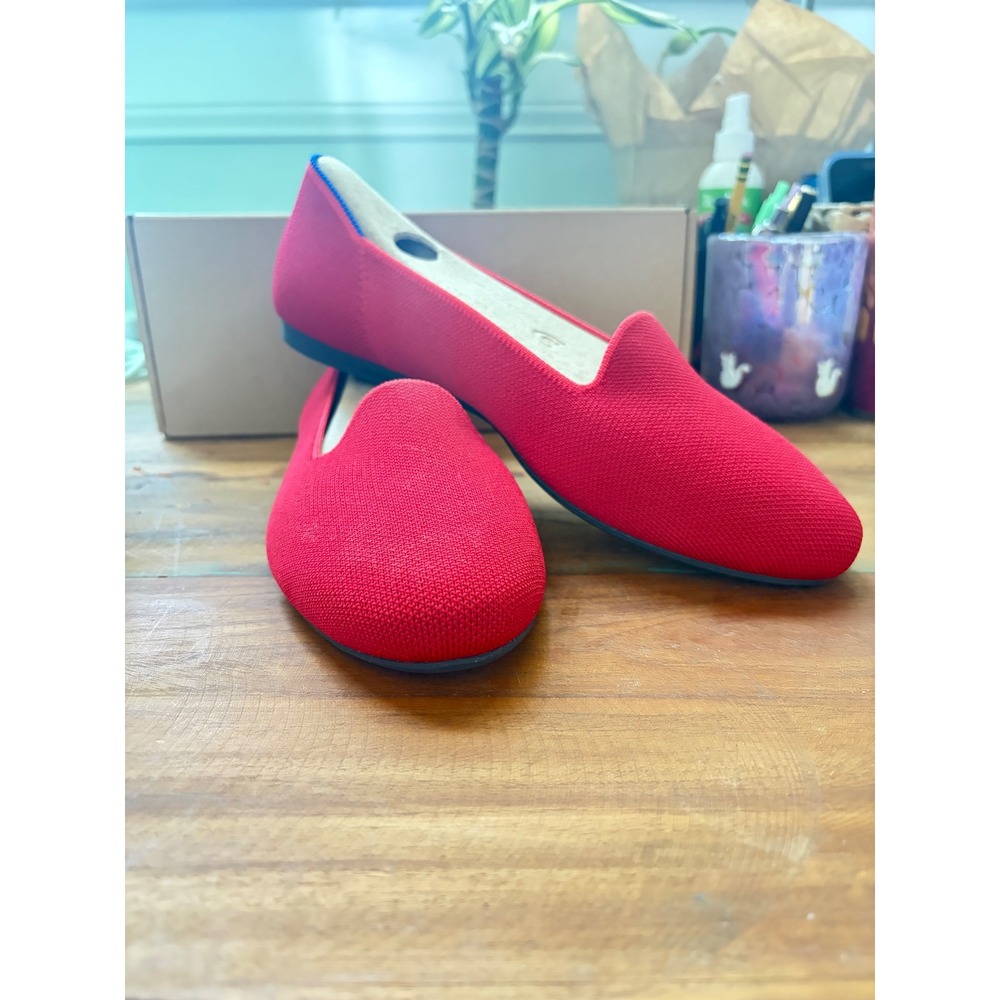 Rothys The Lounge Loafer Bombshell Red Knit Flats 8.5 182-002